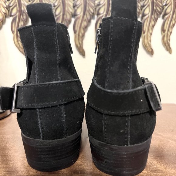 REBA Whispar Ankle Boots, suade leather buckle low heel - Picture 2 of 9